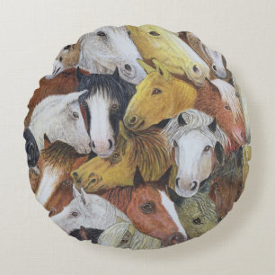 Horses Horses Round Cushion