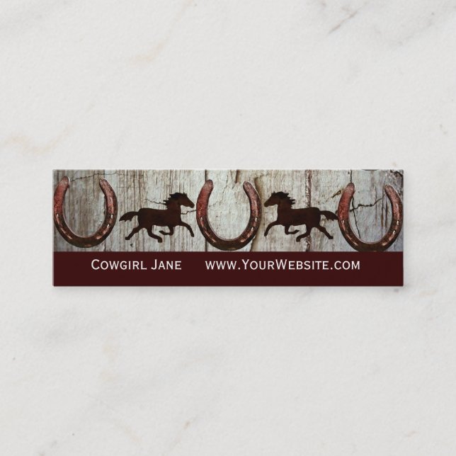 Horses Horseshoes Barn Wood Cowboy Business Cards (Front)