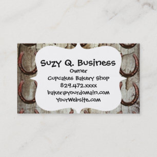 Horses Horseshoes on Barn Wood Cowboy Gifts Business Card