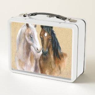 Horses Illustration Metal Lunch Box