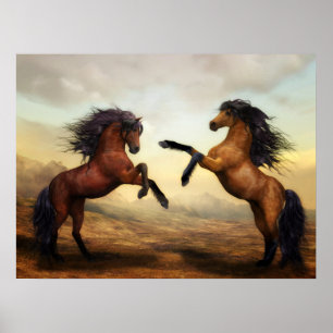 Horses illustration poster
