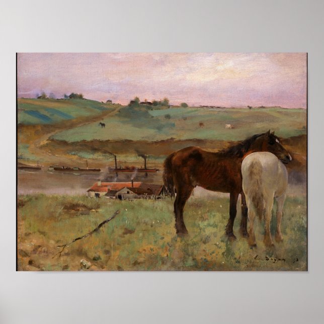 Horses in a Meadow Degas Fine Art Print (Front)