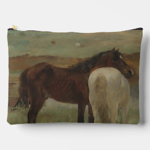 Horses in a Meadow, Oil Painting, Edgar Degas Accessory Pouch