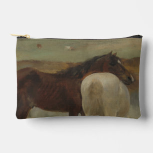 Horses in a Meadow, Oil Painting, Edgar Degas Accessory Pouch