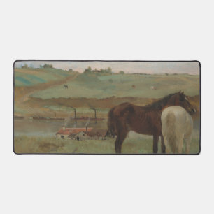 Horses in a Meadow, Oil Painting, Edgar Degas Desk Mat