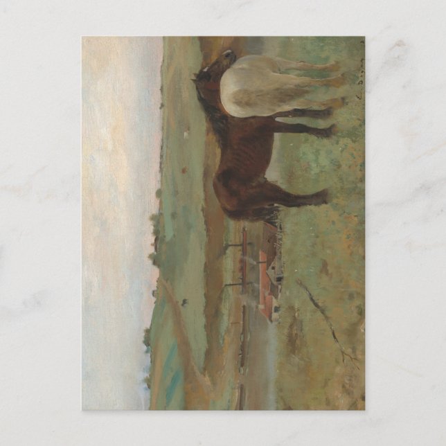 Horses in a Meadow, Oil Painting, Edgar Degas Postcard (Front)
