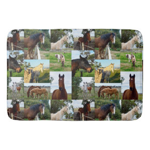 Horses In A Photo Collage, Bath Mat