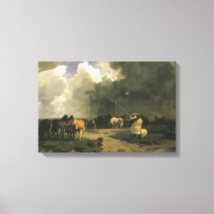 Horses in a Rainstorm (Equine) Canvas Print