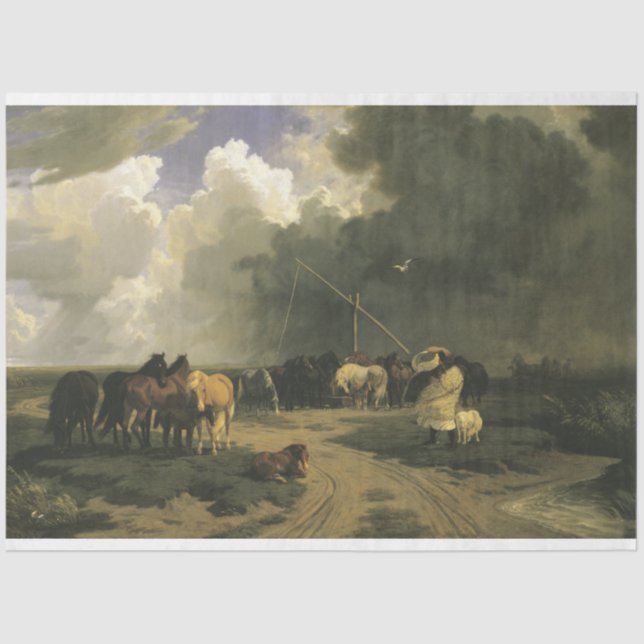 Horses in a Rainstorm (Equine) Tissue Paper (Front)