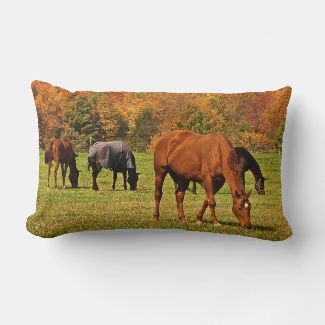 Horses in Autumn Lumbar Cushion (Front)