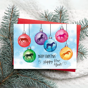 Horses in Christmas Balls Card