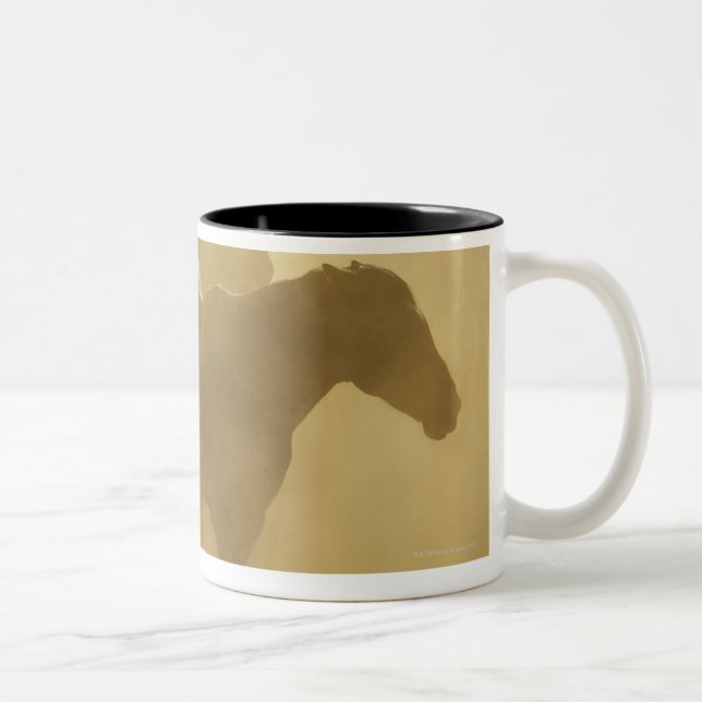 Horses in corral Two-Tone coffee mug (Right)
