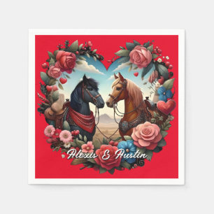 Horses in Heart Napkin