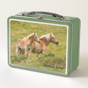 Horses In Meadow Personalised Name Metal Lunch Box