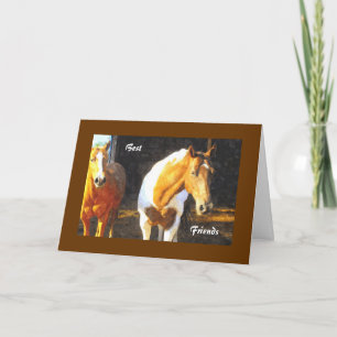 Horses In Paddock, Birthday Card