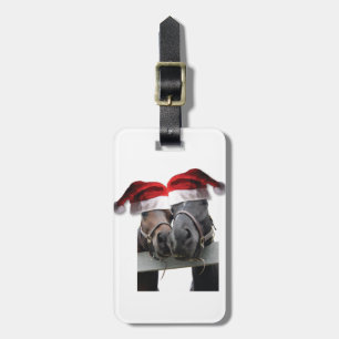 Horses in Santa Claus Hats Luggage Tag
