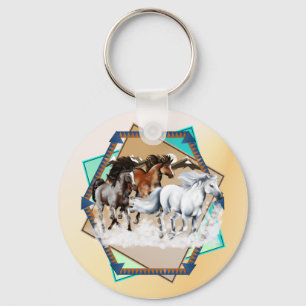 Horses In Snow  Keychain