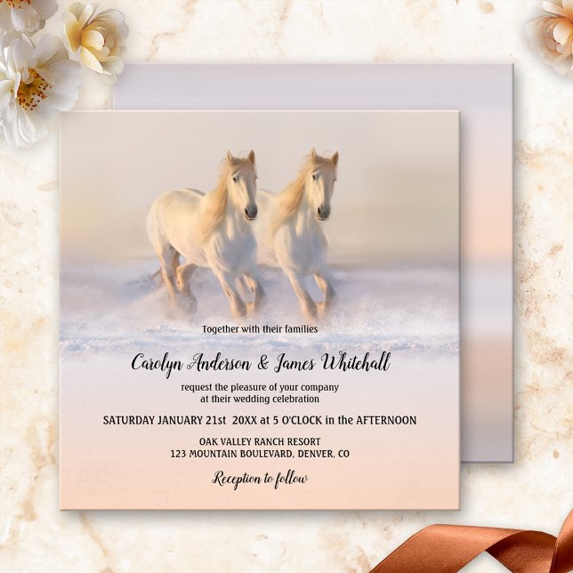 Horses in Snow Winter Wedding Invitation (Creator Uploaded)