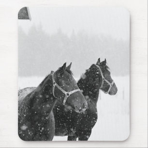 Horses in Snowfall Mouse Pad