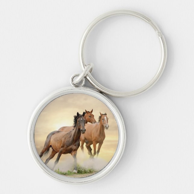 Horses In Sunset Key Ring (Front)