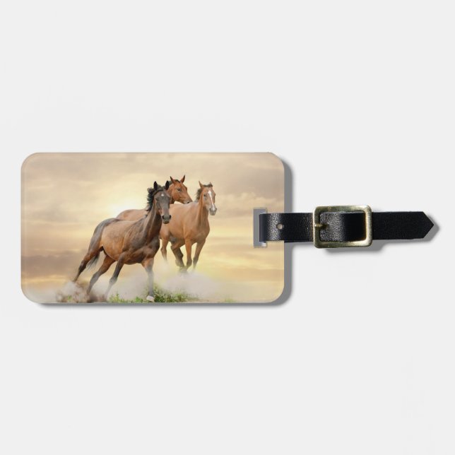 Horses In Sunset Luggage Tag (Front Horizontal)