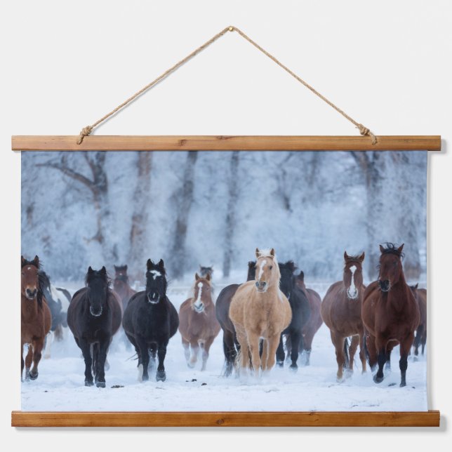 Horses in the Cold Hanging Tapestry (Front)