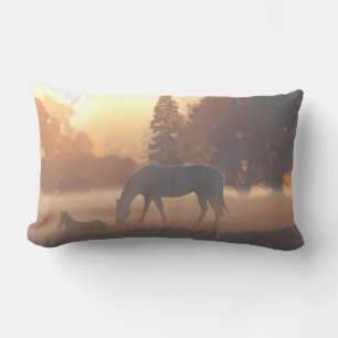Horses in the Morning Fog Lumbar Cushion