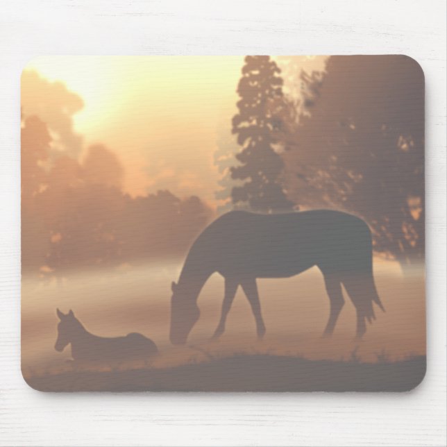 Horses in the Morning Mist Mouse Pad (Front)
