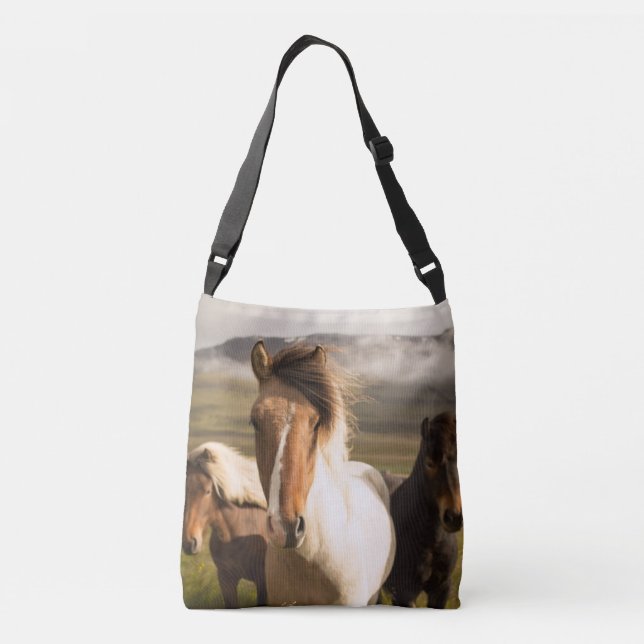 Horses in the Mountains Beautiful and Majestic Crossbody Bag (Back)