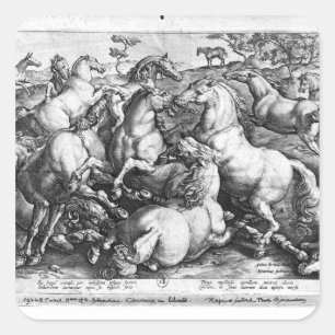 Horses in the wild square sticker