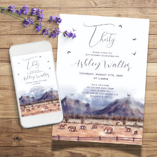 Horses Landscape Milestone Birthday Party Invitation