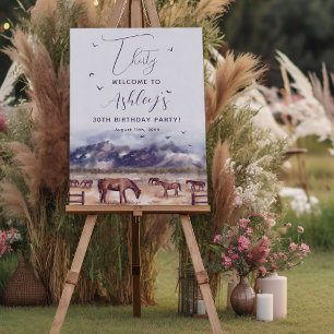 Horses Landscape Milestone Birthday Party Welcome Poster