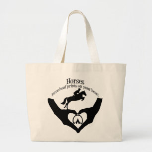 Horses Leave Hoof Prints on Your Heart Large Tote Bag