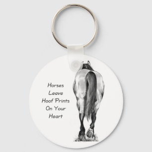 Horses Leave Hoofprints On Your Heart: Pencil Art Key Ring