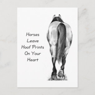 Horses Leave Hoofprints On Your Heart: Pencil Art Postcard