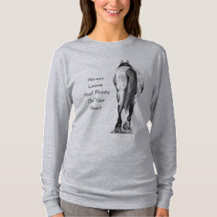 Horses Leave Hoofprints On Your Heart: Pencil Art T-Shirt