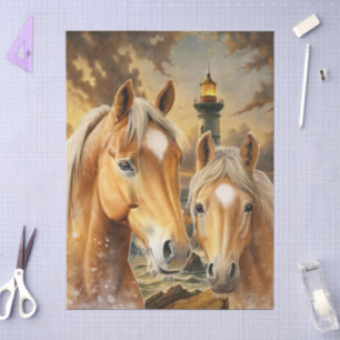 Horses Lighthouse & Ocean Scene Tissue Paper