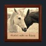 Horses make me happy gift box<br><div class="desc">Brattitude Designs is a mother and daughter design team from California, USA. We create art through painting, drawing and photography to make our designs unique. Our products are created out of love and have fun, relaxed beach vibe, vintage and creative styles to each design. We hope our designs and products...</div>