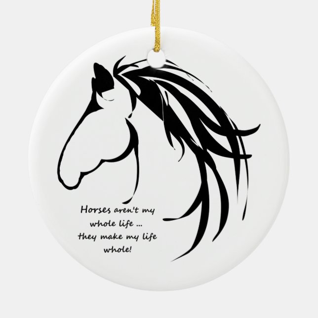 Horses make my life Whole Quote Ceramic Tree Decoration (Back)