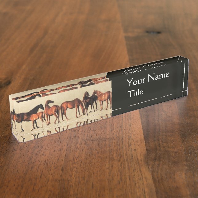 HORSES /MARES AND FOALS ,Black Nameplate (Side)