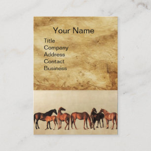 HORSES /MARES AND FOALS Brown Parchment Business Card