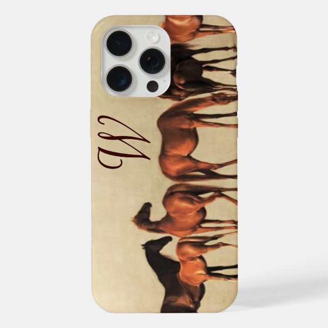 HORSES /MARES AND FOALS Monogram iPhone Case (Back)