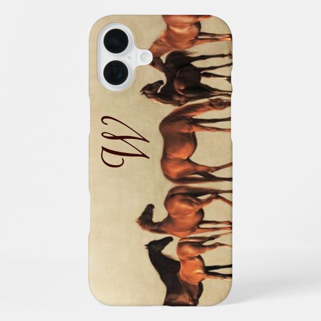 HORSES /MARES AND FOALS Monogram iPhone Case (Back)
