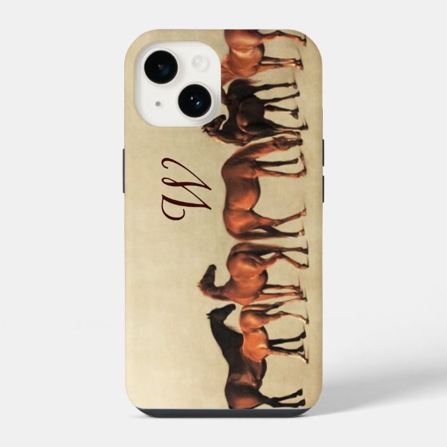 HORSES /MARES AND FOALS Monogram iPhone Case (Back)