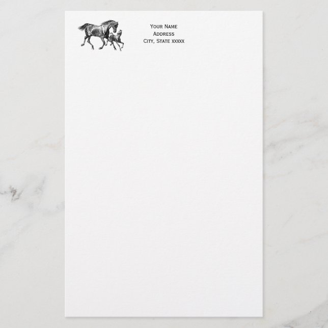 Horses Mother Foal Writing Paper (Front)
