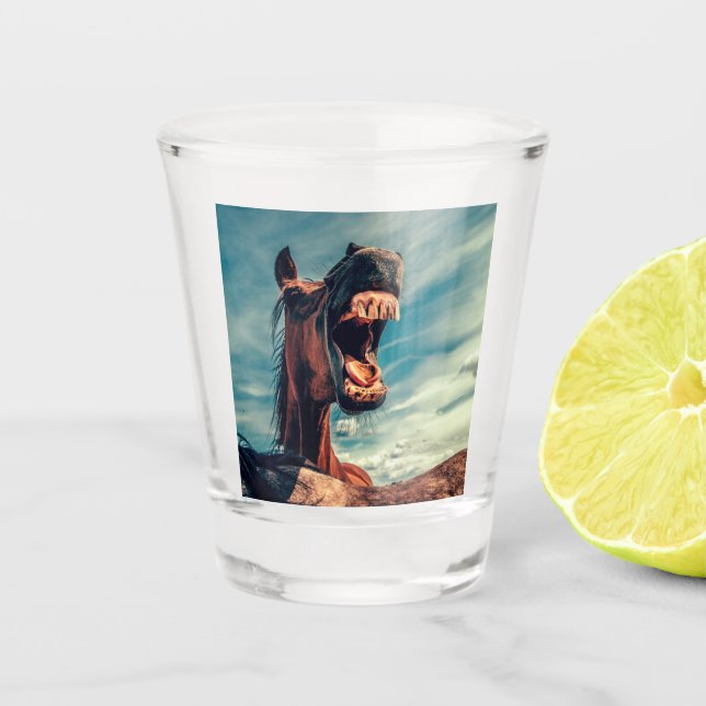 Horse's Mouth Teeth Neigh Wild Horse Animal Shot Glass (Front)