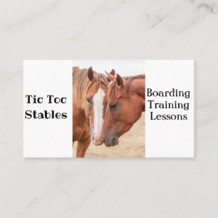 Horses nuzzling in a pasture business card