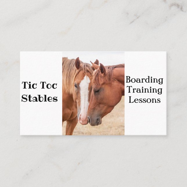 Horses nuzzling in a pasture business card (Front)