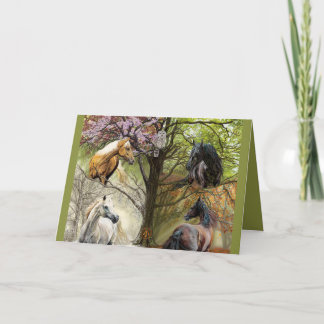 Horses of The Four Seasons Holiday Greeting Card