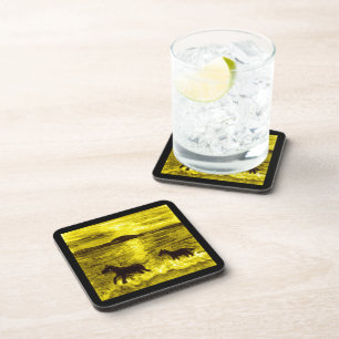 Horses on a Golden Seashore Coaster